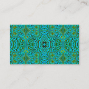 Carte De Visite Motif Abstrait Turquoise Chartreuse Rétro Tripant