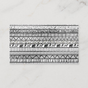 Carte De Visite Motif africain tribal noir blanc