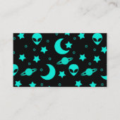 Carte De Visite Motif Alien turquoise avec étoiles et lunes (Devant)