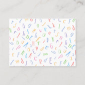 Carte De Visite Motif alphabet - Enseignant substitut / Tuteur (Dos)