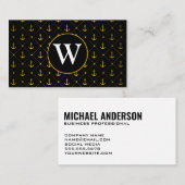 Carte De Visite Motif Ancre | Monogramme (Devant / Derrière)