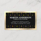 Carte De Visite Motif Ancres | Bordure d'or | Monogramme (Dos)