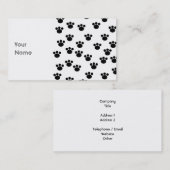 Carte De Visite Motif animal d'empreinte de patte. Noir et blanc. (Devant / Derrière)