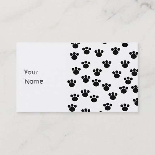 Carte De Visite Motif animal d'empreinte de patte. Noir et blanc. (Devant)