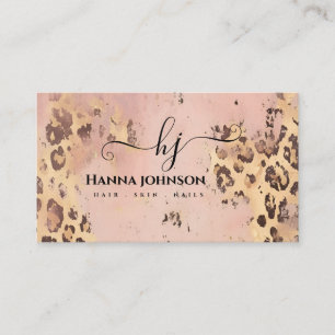 Carte De Visite Motif animal Faux Gold Gitter Monogramme
