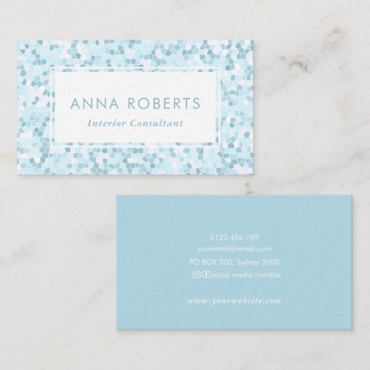 Carte de visite motif Aqua blue Mosaic (Devant / Derrière)