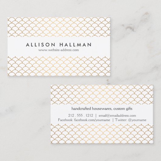 Carte De Visite Motif Art déco en or (Devant / Derrière)