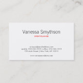 Carte De Visite MOTIF ART DECO en ROUGE (Dos)