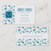 Carte De Visite Motif avec des poissons et des étoiles de mer (Devant / Derrière)