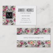 Carte De Visite Motif avec Posters de animaux| Monogramme (Devant / Derrière)
