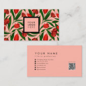 Carte De Visite Motif avec tulipe rouge (Devant / Derrière)