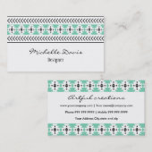 Carte De Visite Motif aztèque vert à la mode (Devant / Derrière)