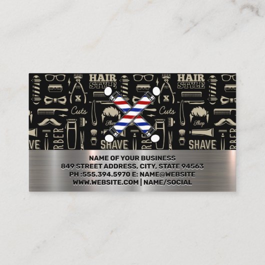 Carte De Visite Motif Barber Tools | Poteaux en barbre (Dos)