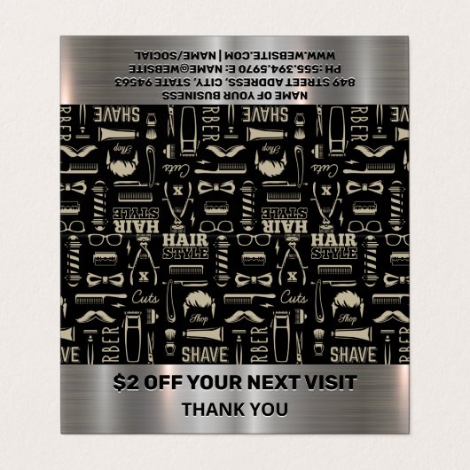 Carte De Visite Motif Barber Tools | Remise (Extérieur déplié)
