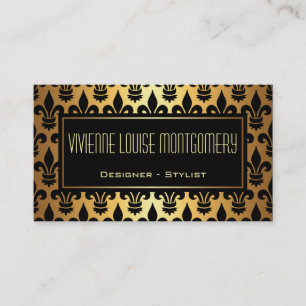 Carte de visite Motif Black and Gold Fleur de Lis