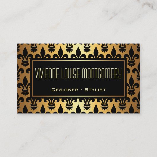 Carte de visite Motif Black and Gold Fleur de Lis (Devant)
