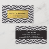 Carte de visite Motif Black & Gold Chevron (Devant / Derrière)