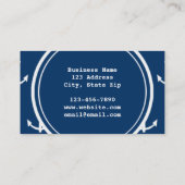 Carte De Visite Motif blanc d'Ancres de bleu marine, votre (Dos)
