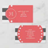 Carte De Visite Motif blanc de rayures de charbon de bois, (Devant / Derrière)