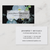 Carte De Visite Motif blanc d'orchidées d'aquarelle (Devant / Derrière)