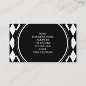 Carte De Visite Motif blanc noir de harlequin, votre initiale (Dos)