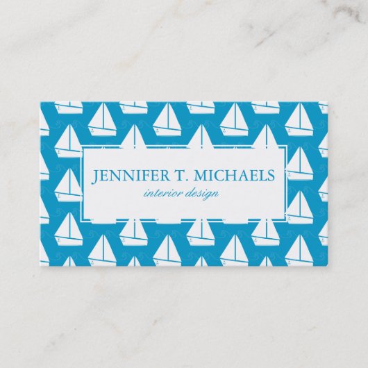 Carte De Visite Motif bleu-clair de voilier (Devant)