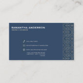 Carte De Visite Motif bleu + or géométrique sans couture | Standar (Dos)