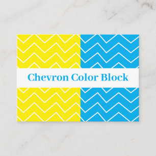 Carte De Visite Motif bloc de couleur chevron blanc bleu jaune