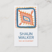 Carte De Visite Motif Boho Blue Orange Carreaux (Devant)