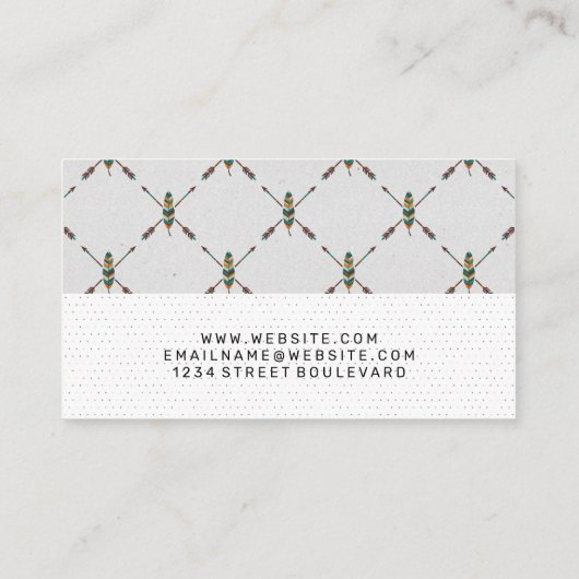 Carte De Visite Motif Boho Feather | Motif point (Dos)