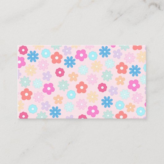 Carte De Visite Motif Boho Rose Daisy Flowers (Devant)