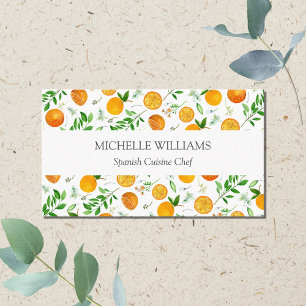 Carte De Visite Motif botanique floral d'été aux agrumes orange
