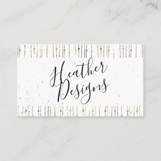 Carte De Visite Motif brillant blanc or géométrique (Devant)