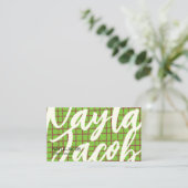 Carte De Visite Motif Brown chèque en gras QR Code fait main (Debout devant)