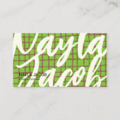 Carte De Visite Motif Brown chèque en gras QR Code fait main (Devant)