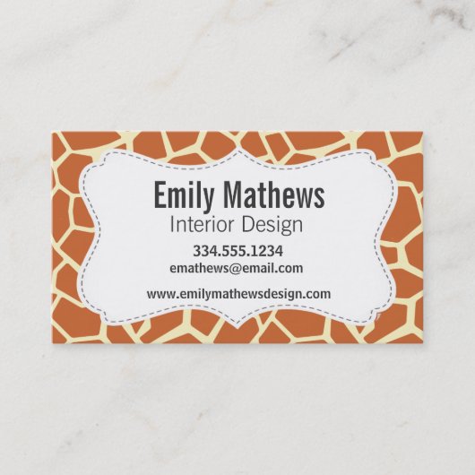 Carte De Visite Motif Brown de girafe (Devant)