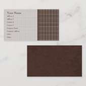 Carte De Visite Motif Brown de plaid de café (Devant / Derrière)