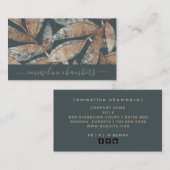 Carte De Visite Motif Brown moderne à feuilles grises de charbon d (Devant / Derrière)