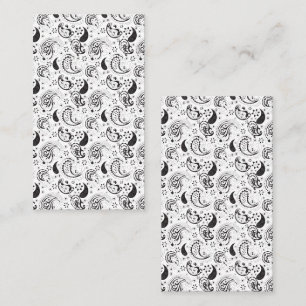 Carte De Visite Motif cachemire noir et blanc – Art textile élégan