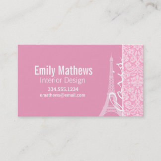 Carte De Visite Motif Carnation rose Damas