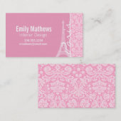 Carte De Visite Motif Carnation rose Damas (Devant / Derrière)