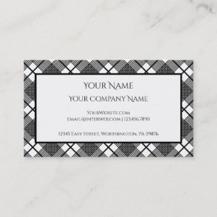 Carte De Visite Motif carreaux noir et blanc modifiable