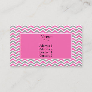 Carte De Visite Motif chaud rose et gris Chevron