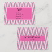 Carte De Visite Motif chaud rose et gris Chevron (Devant / Derrière)