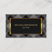Carte De Visite Motif checkered d'or de noir élégant moderne de (Devant)