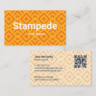 Carte De Visite Motif chèque fléché orange jaune coloré