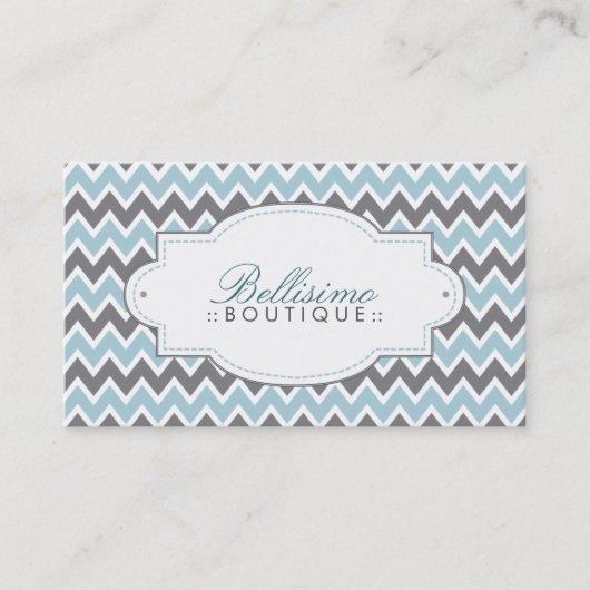 Carte de visite Motif Chevron (bleu/gris) (Devant)