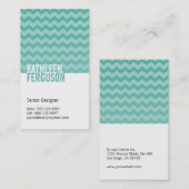Carte De Visite Motif chevron chic turquoise bleu deux tons stylis (Devant / Derrière)