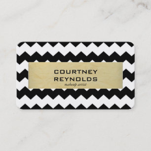 Carte De Visite Motif Chevron Noir Blanc et Beige Rétro