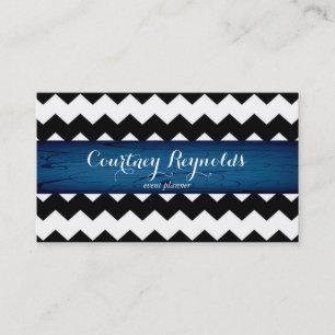 Carte De Visite Motif Chevron Noir et Blanc Rétro Blues Party
